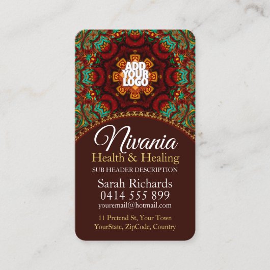 Nirvania Earth Voeg je Logo Mandala Wellness toe Visitekaartje (Voorkant)