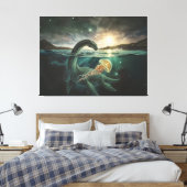 Niseag The Loch Ness Guardian | Bio-Magic Fantasy Canvas Afdruk (Insitu (Slaapkamer))