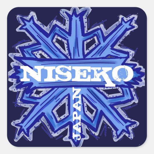 Niseko Japan blauw sneeuwvlok kunst stickers (Voorkant)