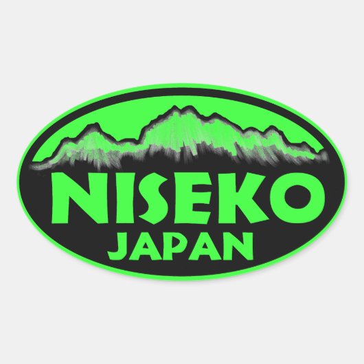 Niseko Japan groene ovale stickers (Voorkant)