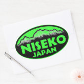 Niseko Japan groene ovale stickers (Envelop)