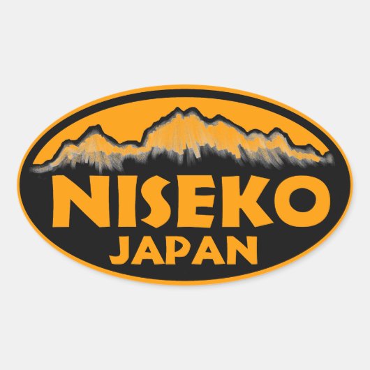 Niseko Japan oranje ovale stickers (Voorkant)