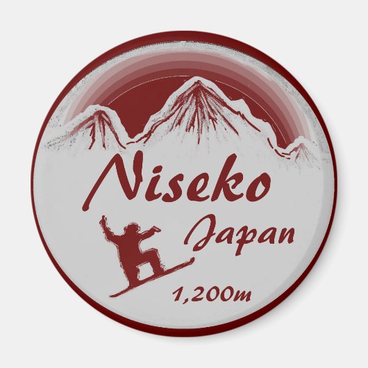 Niseko Japan rode snowboard kunst souvenir magneet (Voorkant)