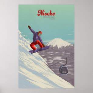 Niseko Japan Snowboarden Reisposter Poster