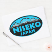 Niseko japans blauw ovale stickers (Envelop)