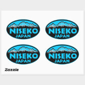 Niseko japans blauw ovale stickers (Vel)