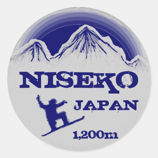 Niseko Japon bleu snowboard art souvenir stickers (Devant)