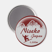 Niseko Japon rouge snowboard art souvenir aimant