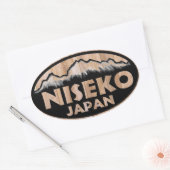 Niseko Japon stickers ovales en bois (Enveloppe)