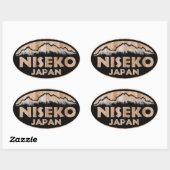 Niseko Japon stickers ovales en bois (Feuille)