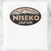 Niseko Japon stickers ovales en bois (Sac)