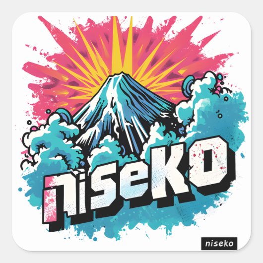 Niseko Retro Blast - Cool Ski Sticker Set (Voorkant)