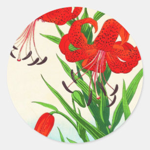 Nishimura Hodo Tijgerlelies shin hanga bloemen Ronde Sticker