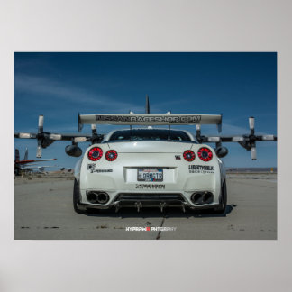 Nissan GT-R35 LibertyWalk Widebody with Plane Poster