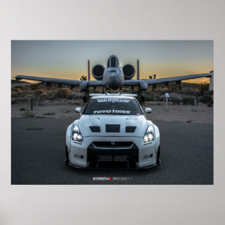 Nissan GT-R35 LibertyWalk Widebody with Plane Poster
