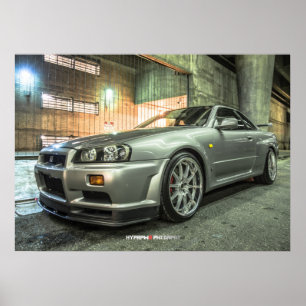 Nissan Skyline GT-R34 in het centrum van Los Angel Poster