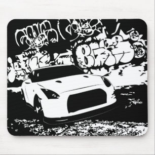 Nissan Skyline GTR met Graffiti Backdrop Muismat