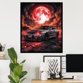 Nissan Skyline R32 Onder de Robijnrode Maan Poster