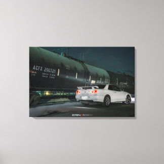 Nissan Skyline R34 met trein in Los Angeles Canvas Afdruk