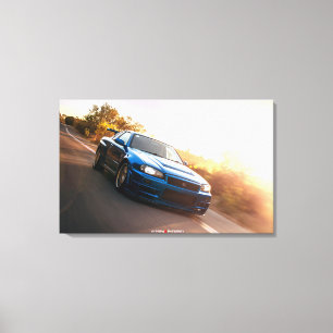 Nissan Skyline R34 VSpec II Nur in Californië Canvas Afdruk