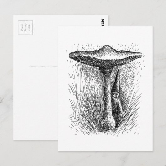 Nisse Elf Behind a Toadstool Briefkaart (Voorkant / Achterkant)