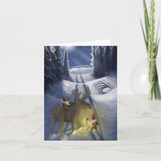 Nisseman in het Scandinavische landschap Feestdagen Kaart (Voorkant)