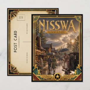 Nisswa Minnesota Vintage Art Deco Gouden Tijdperk Briefkaart