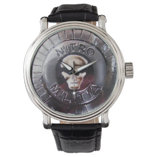 NITRO MILITIA zwart leren horloge
