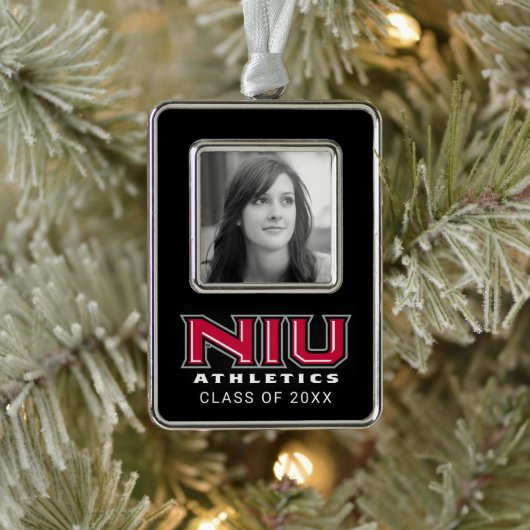 NIU Athletics Verzilverd Kader Ornament (Boom)