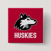 NIU Huskies Distress Vierkante Button 5,1 Cm (Voorkant)