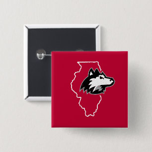 NIU Huskies State Love Vierkante Button 5,1 Cm