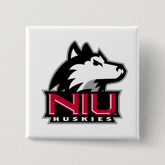 NIU Huskies Wordmark Vierkante Button 5,1 Cm (Voorkant)