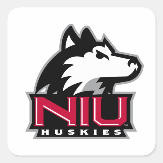 NIU Huskies Wordmark Vierkante Sticker (Voorkant)
