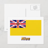 Niue vlag met naam briefkaart (Voorkant / Achterkant)