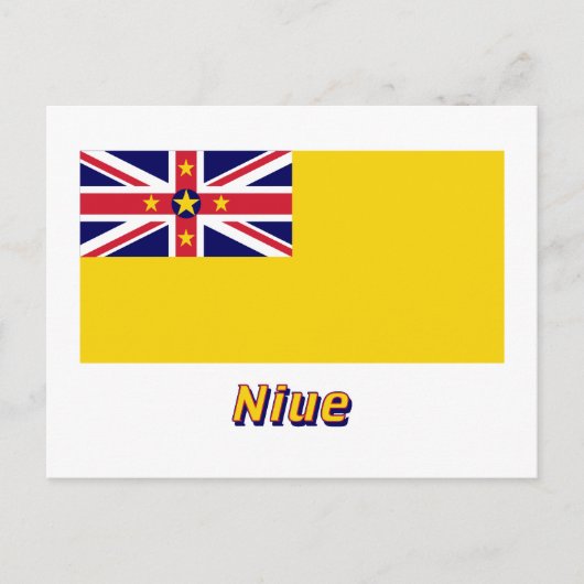 Niue vlag met naam briefkaart (Voorkant)