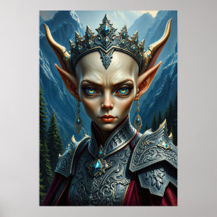 Nivalis Mountain Elf Queen - Donkere Fantasy Muurk Poster