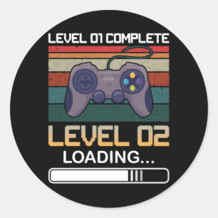 Niveau 01 Volledig niveau 02 Birthday Video Game Ronde Sticker