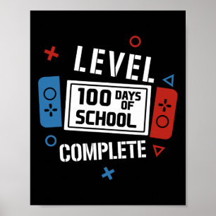 Niveau 100 dagen school Complete videogames Poster