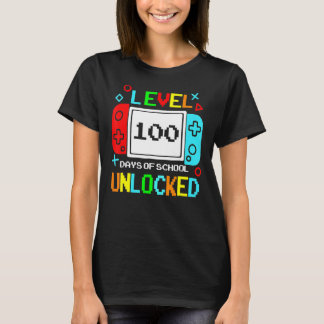 Niveau 100 dagen school ontgrendeld gaming video g t-shirt