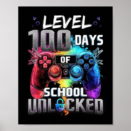 Niveau 100 dagen school ontgrendelde jongens 100e  poster (Voorkant)
