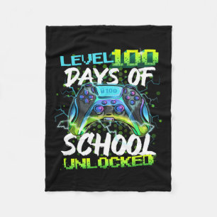 Niveau 100 dagen school ontsloten Gamer Boy Girl V Fleece Deken