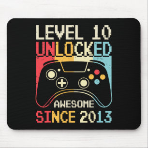 Niveau 10 ontgrendeld videospel 10e Birthday Gamer Muismat