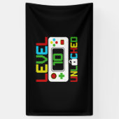 Niveau 10 ontgrendeld videospel 10e verjaardag cad spandoek (Verticaal)