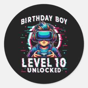 Niveau 10 Ontgrendelde 10 Jaar Oud Verjaardag Game Ronde Sticker