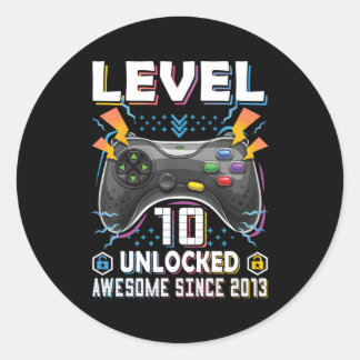 Niveau 10 ontgrendelde 10e Gamer 10 Ronde Sticker