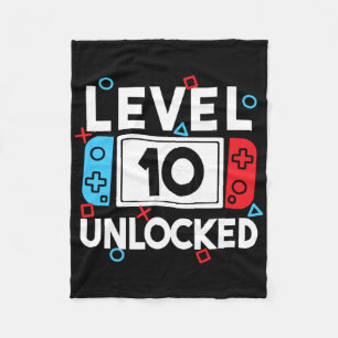 Niveau 10 Ontgrendelde Gamer 10e Verjaardag Videog Fleece Deken