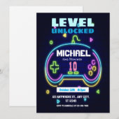 Niveau 10 Unlocked Gaming Verjaardag uitnodiging (Voorkant / Achterkant)
