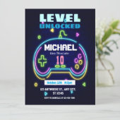 Niveau 10 Unlocked Gaming Verjaardag uitnodiging (Staand voorkant)