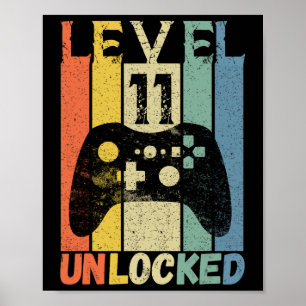 Niveau 11 onvergrendelde 'Birthday'-Shirt Gamer Sh Poster