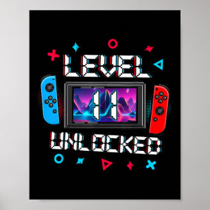 Niveau 11 Onvergrendelde gamer 11e verjaardag - Ca Poster
